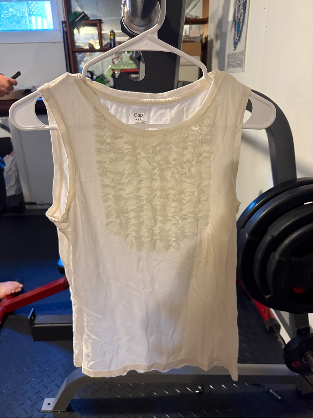 GAP Cream Ruffle Front Sleeveless Tank